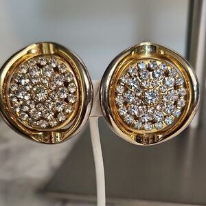 Vintage Bling Crystal Heavy Clip-On 1980's Earrings 🔥